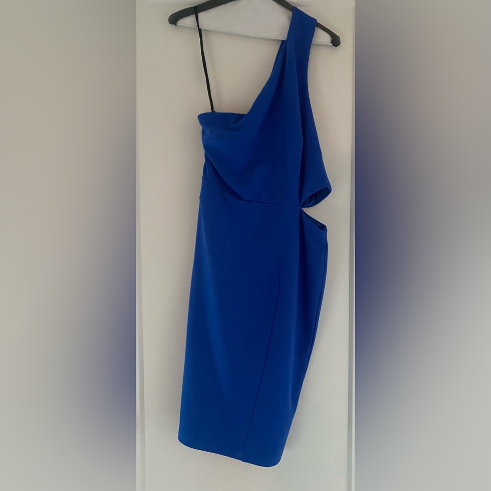 Laundry By Shelli Segal, one-shoulder cocktail dress, cobalt blue, size 6